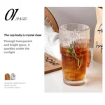 ⁦كوب زجاج شفاف بغطاء وقش – 600 مل⁩ - الصورة ⁦5⁩